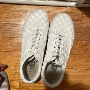 White checkered lace up vans size 10 US W